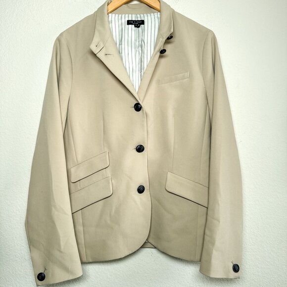 Rag & Bone Slade Beige Blazer Size 12 Tailored Neutral Classic Workwear - Picture 2 of 13